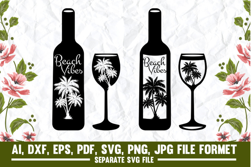 beach-vibes-wine-bottle-glass-pine-tree-sunflower-wings-bakery-d