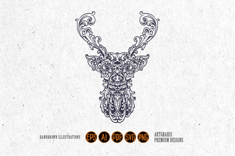 vintage-deer-head-silhouette-luxury-ornament-svg