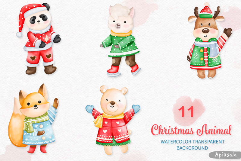 watercolor-christmas-animal-clipart-winter-animal-clipart