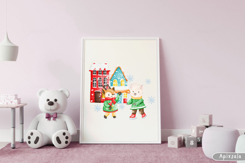 watercolor-christmas-animal-clipart-winter-animal-clipart