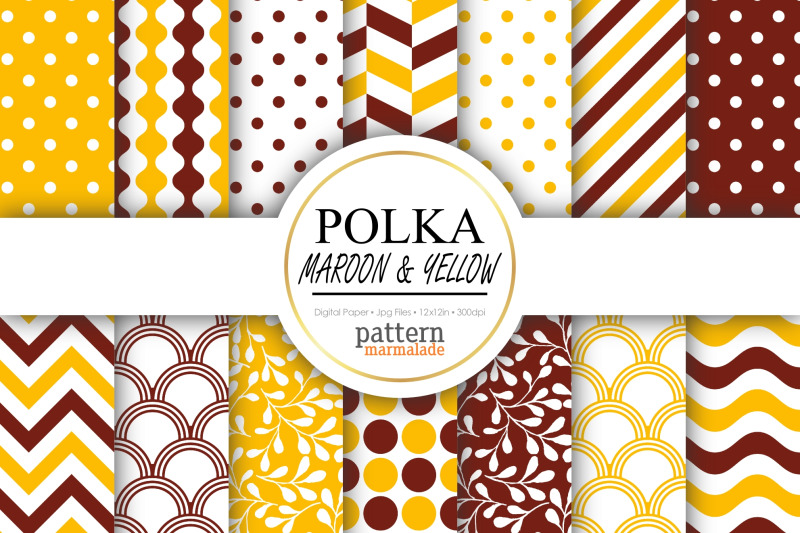 polka-maroon-and-yellow-nbsp-digital-paper-bv090c