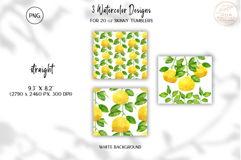 watercolor-lemon-tumbler-sublimation-png-citrus-fruits-tumbler-wrap