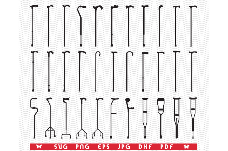 svg-crutches-black-isolated-silhouettes