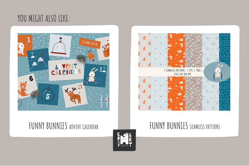 funny-bunnies-vector-illustrations-cute-christmas-collection-for-kids