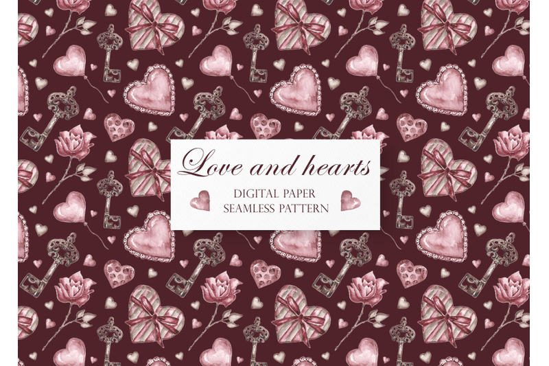 love-hearts-digital-paper-seamless-pattern-watercolor-valentines