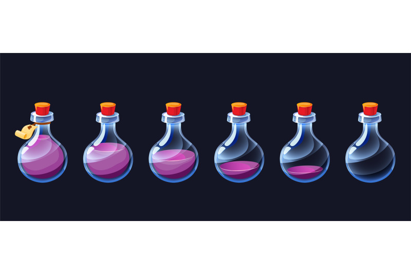 empty-potion-flask-cartoon-game-elixir-usage-sequence-icon-asset-col