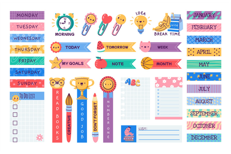 school-journal-stickers-cartoon-planner-label-memo-tags-cute-diary-s