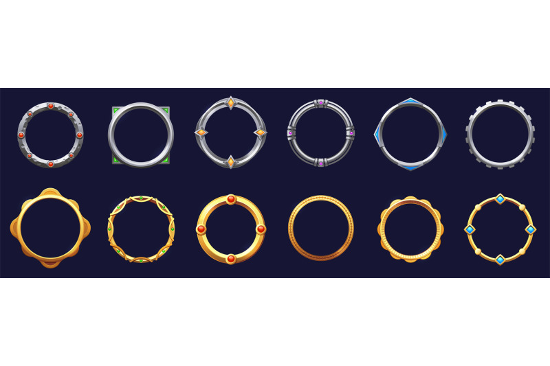 game-circle-metal-frames-round-textured-avatar-borders-cartoon-empty