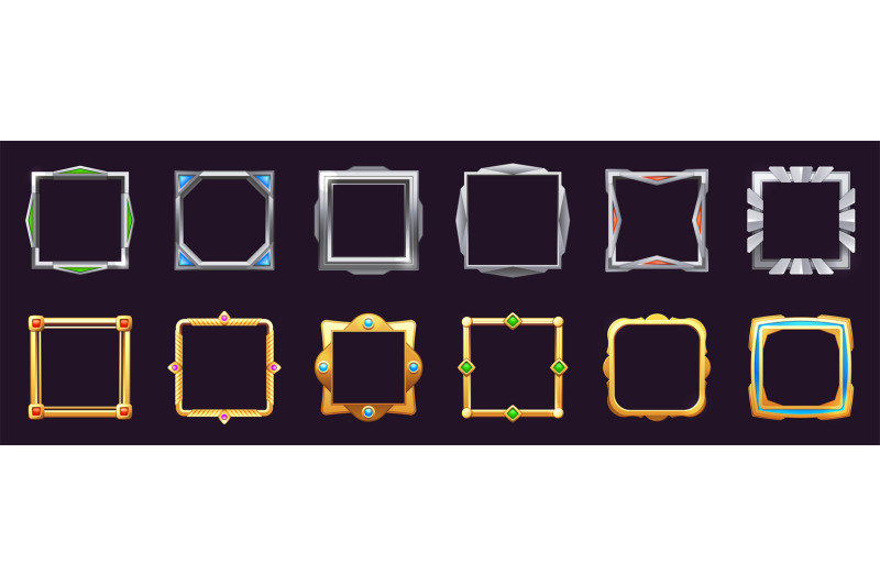 game-ui-square-frame-empty-border-game-asset-items-cartoon-stylized