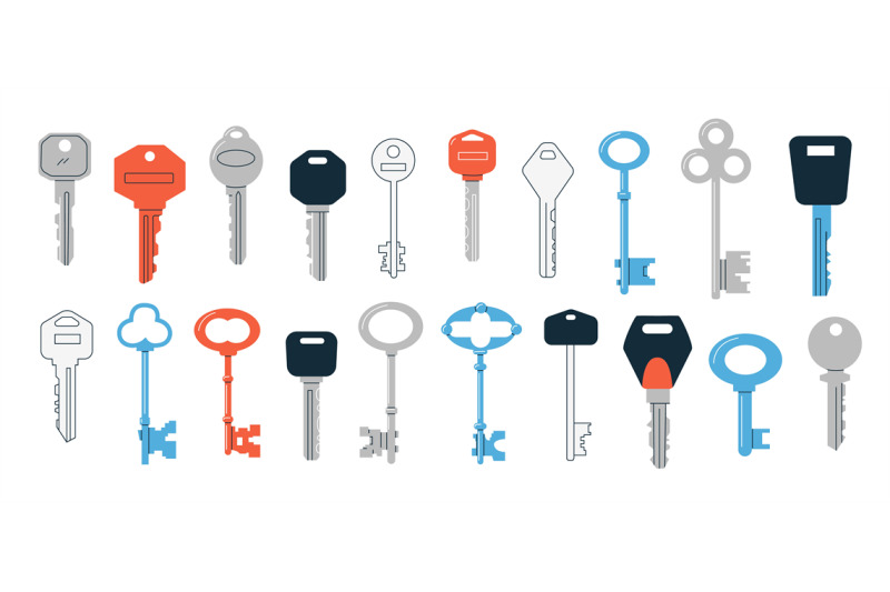 doodle-keys-cartoon-abstract-vintage-and-modern-keys-of-various-shape