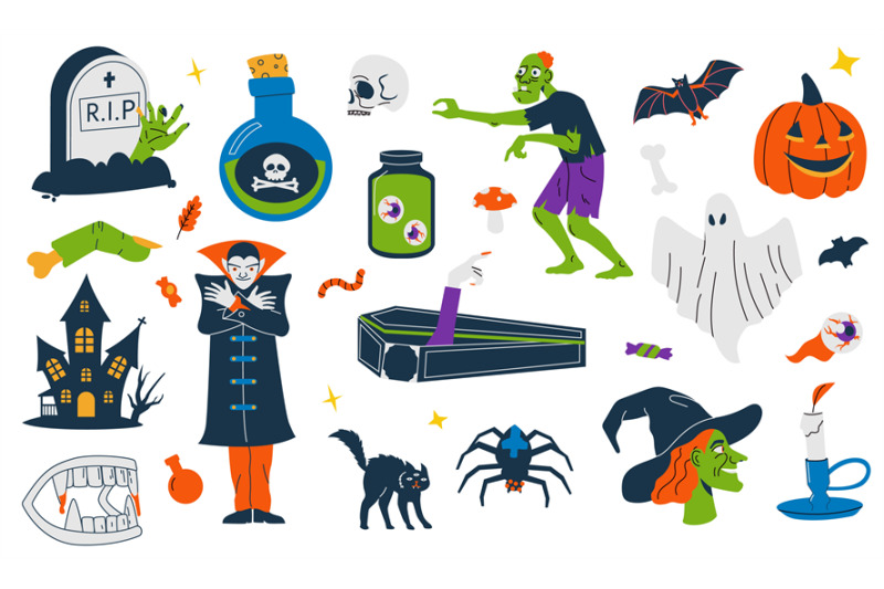 scary-halloween-symbols-cute-childish-pumpkin-zombie-bat-ghost-cat-va