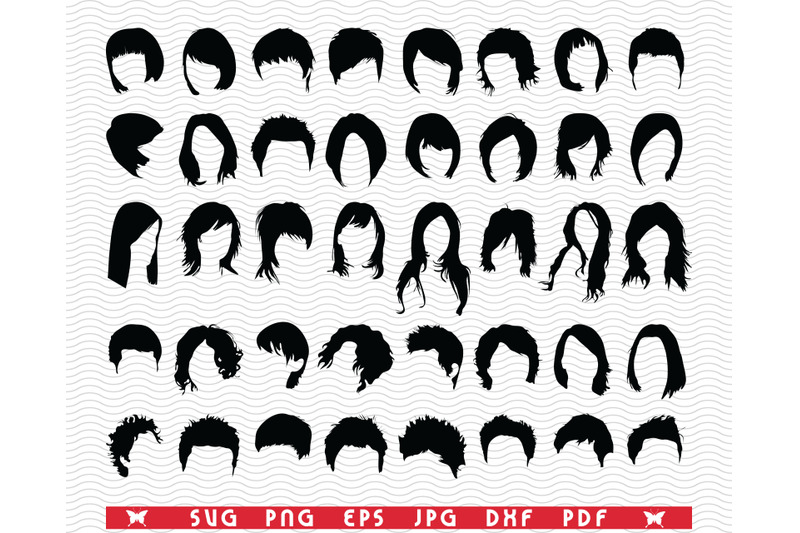 svg-female-hairstyles-black-silhouettes
