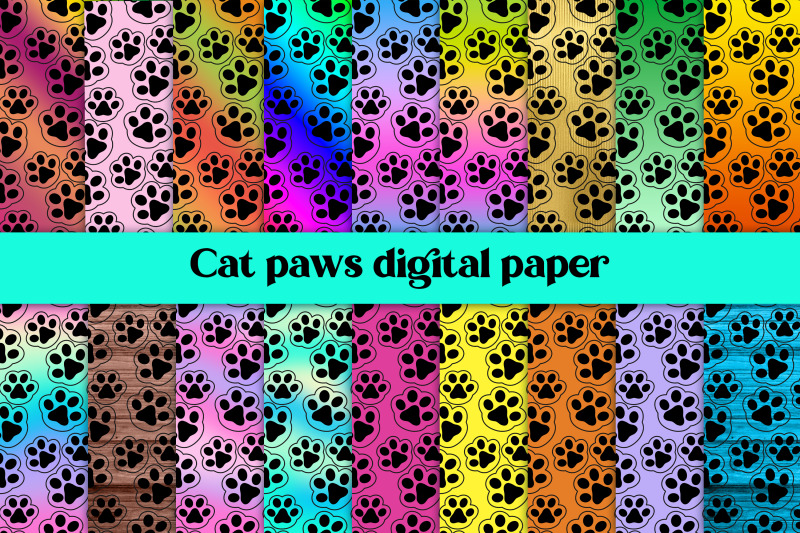 cat-paws-digital-paper-bundle-animal-digital-paper