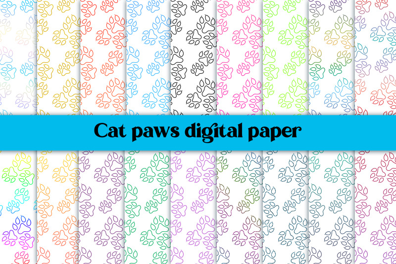 cat-paws-white-digital-paper-animal-digital-paper