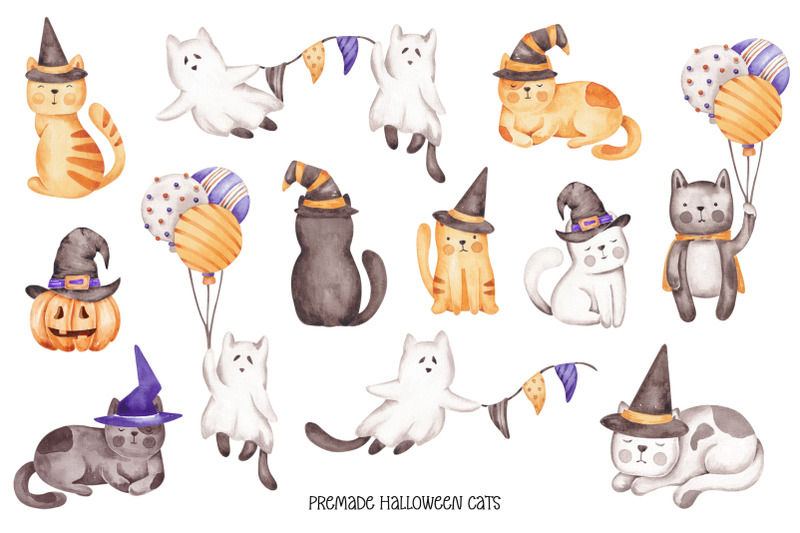 watercolor-clip-art-quot-halloween-cats-quot