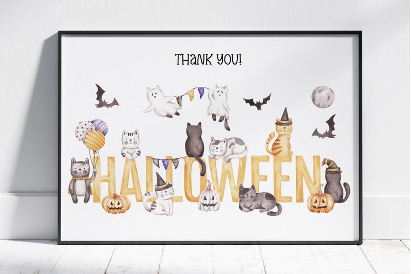 watercolor-clip-art-quot-halloween-cats-quot