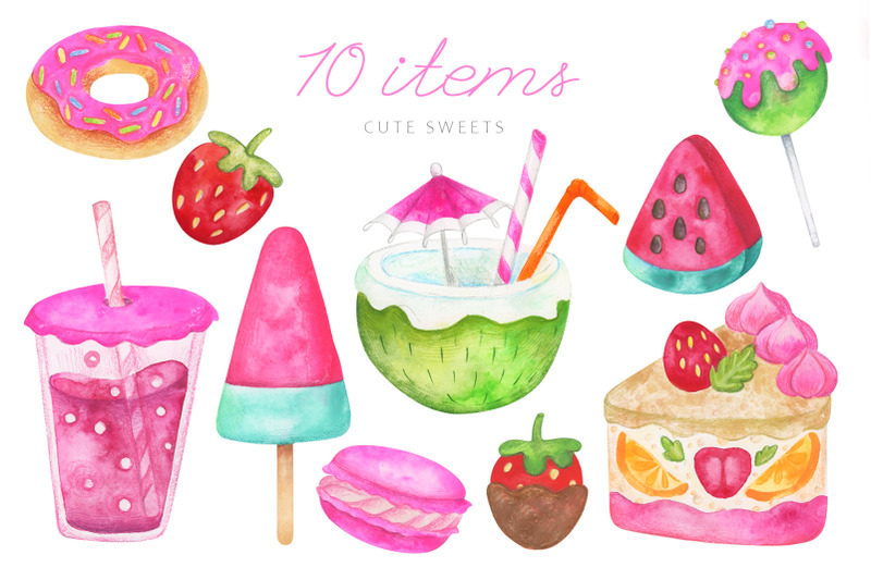 cute-sweets-watercolor-set