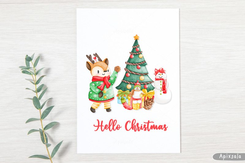 watercolor-hello-christmas-animal-clipart-winter-animal-ready-to-use