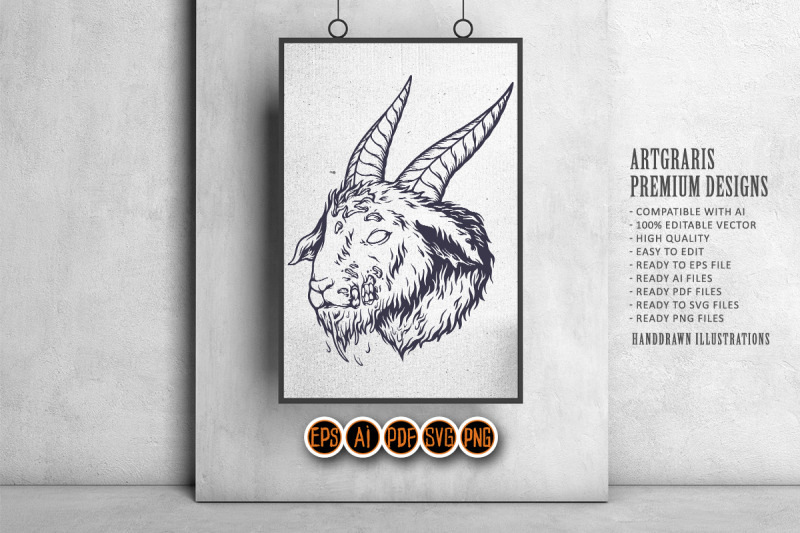 silhouette-horror-goat-head-illustrations