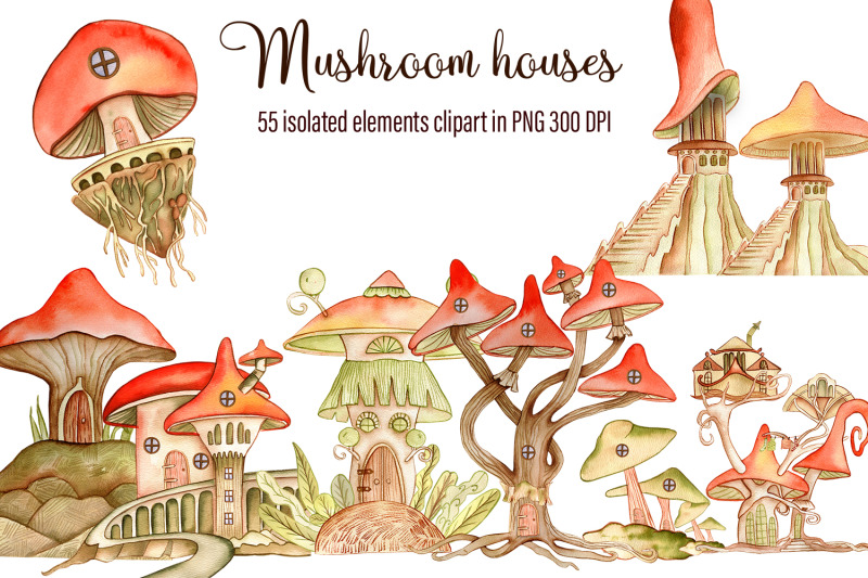 watercolor-fairies-mushroom-clipart-cute-illustration