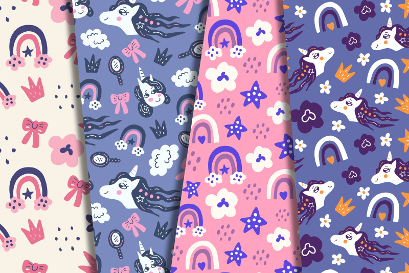 unicorns-and-rainbows-cute-digital-paper-seamless-pattern
