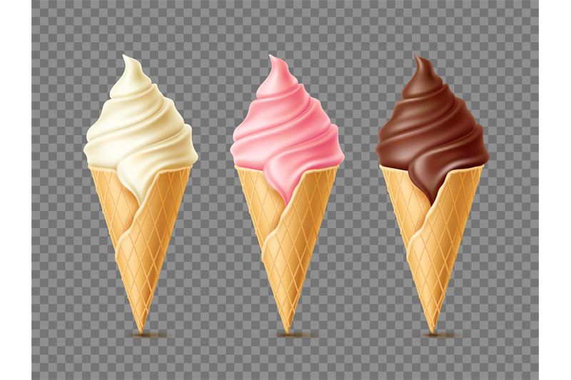 different-flavours-ice-cream-waffle-cones-with-frozen-dessert-vanill