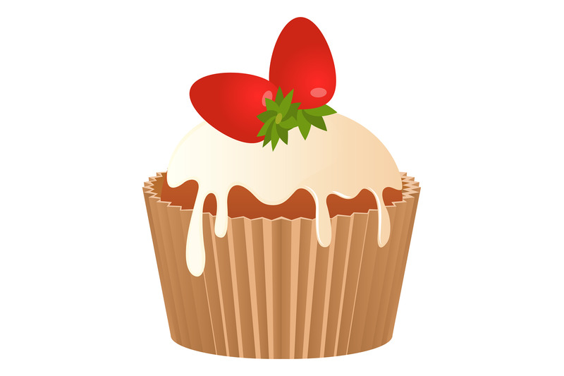 strawberry-cupcake-cartoon-sweet-cream-pastry-icon