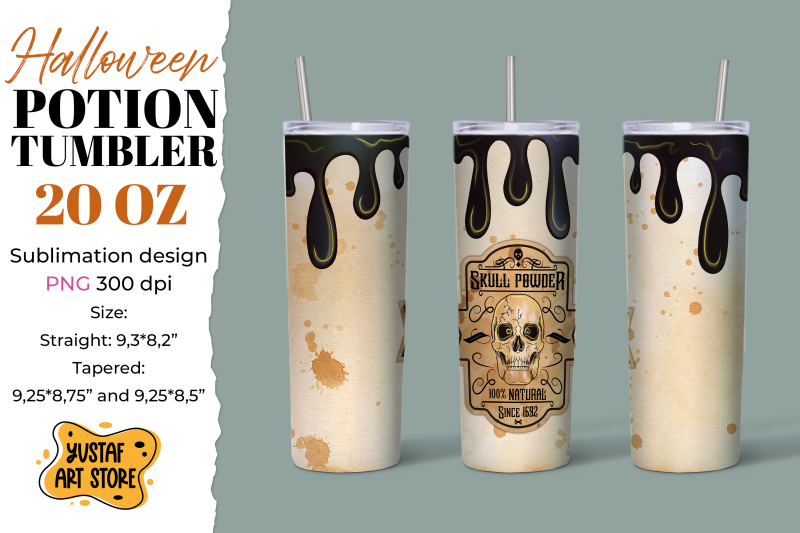 halloween-tumbler-sublimation-skull-powder-potion-label