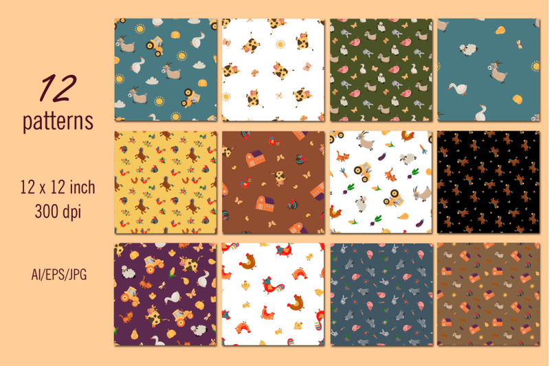 farm-digital-paper-seamless-patterns