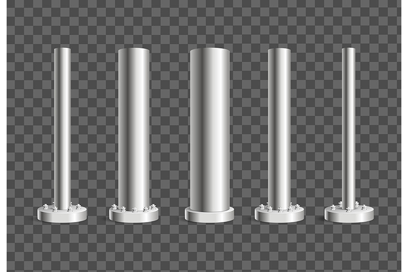 realistic-3d-metallic-pillars-or-columns-set-vector