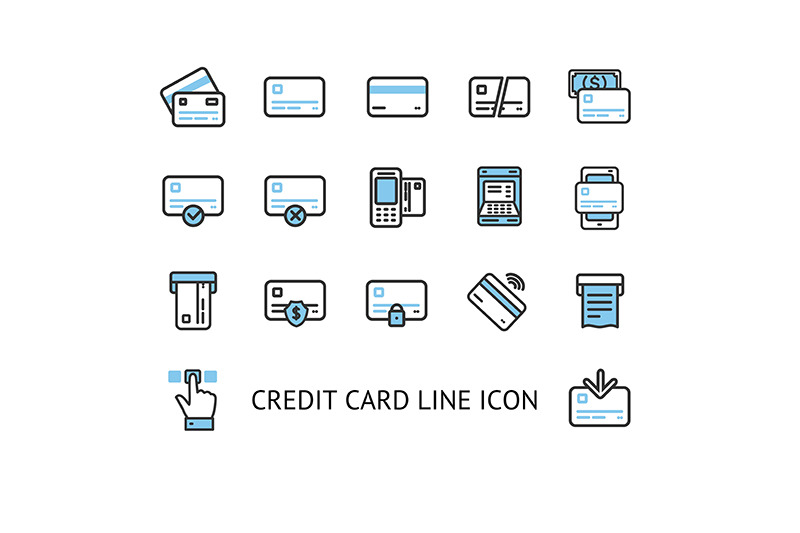 credit-debit-card-thin-line-icon-set-vector