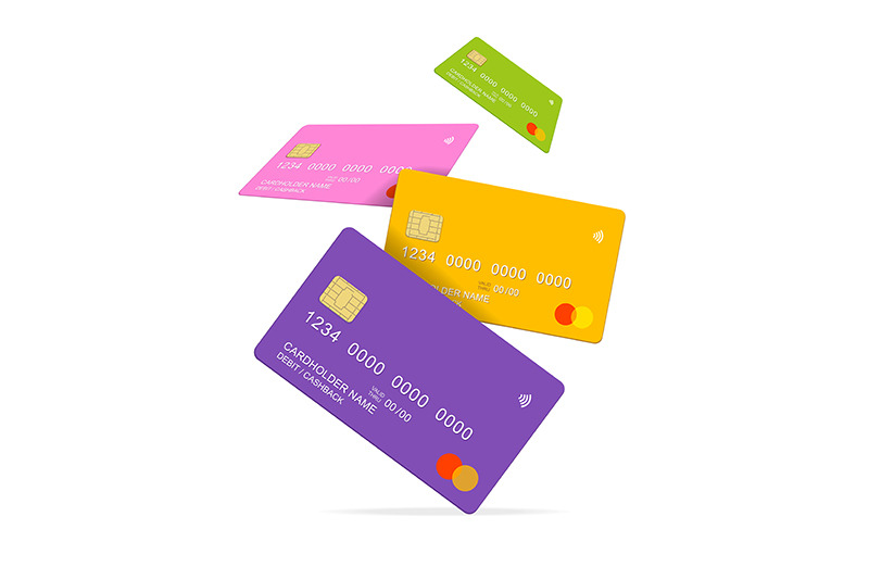 realistic-3d-falling-credit-debit-card-mockup-set-vector
