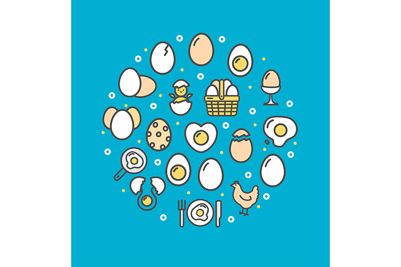 egg-sign-round-design-template-color-thin-line-icon-banner-vector