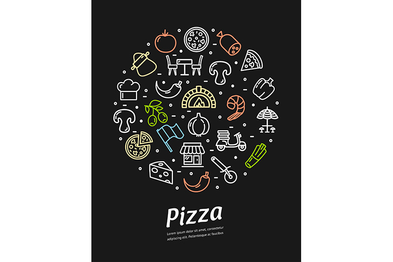 pizzeria-round-design-template-contour-lines-icon-concept-vector