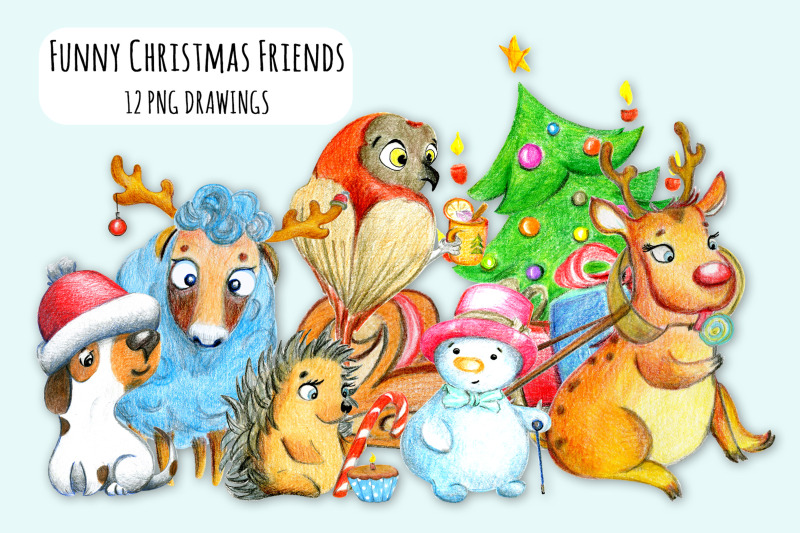 christmas-clipart-set-of-pencil-illustrations-12-bright-png-drawing