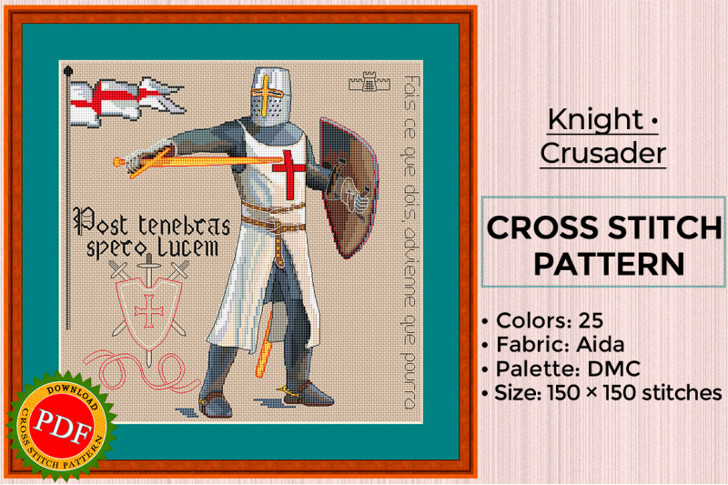 knight-cross-stitch-pattern-crusader-medieval-knight