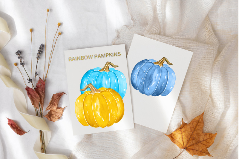 rainbow-pumpkin-autumn-watercolor-clipart