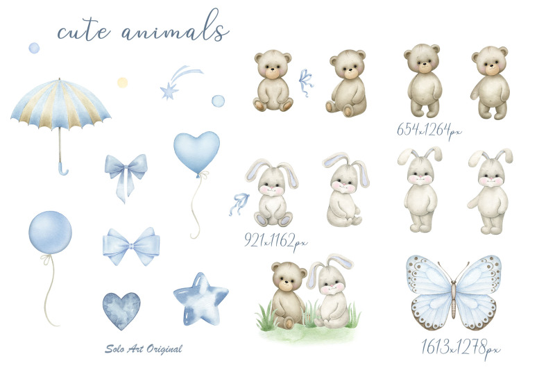 rainbow-teddy-bear-baby-boy-shower-bunny-blue-floral-frame-clipart