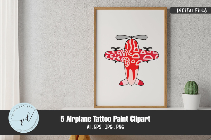 airplane-tattoo-paint-clipart-5-variations