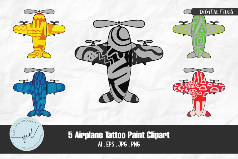 airplane-tattoo-paint-clipart-5-variations