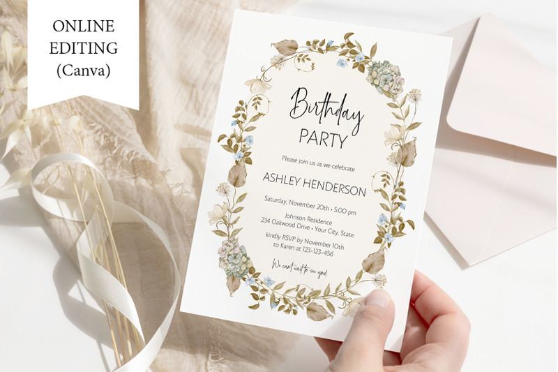 birthday-invitation-template-autumn-party-canva-fall-floral-rustic