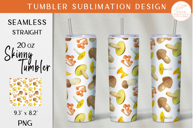 autumn-mushrooms-tumbler-sublimation-watercolor-fall-tumbler-wrap