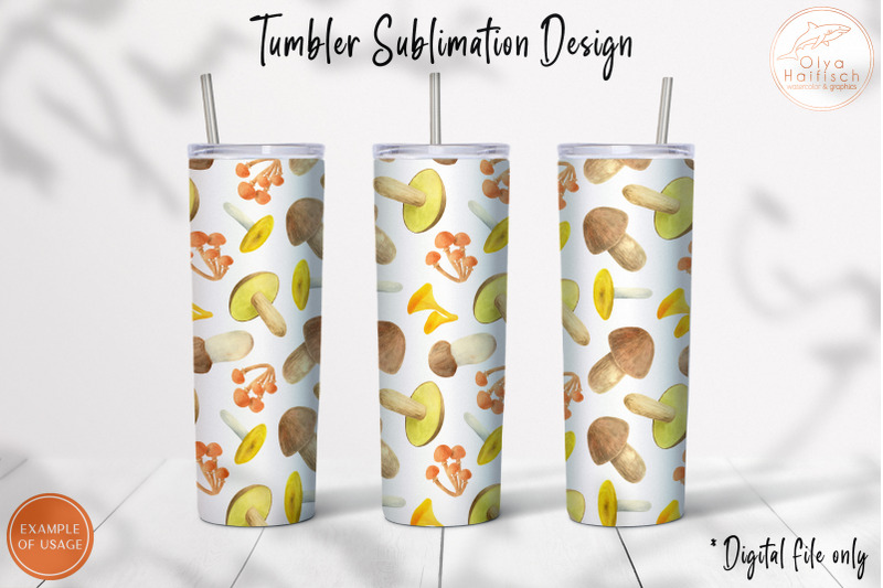 autumn-mushrooms-tumbler-sublimation-watercolor-fall-tumbler-wrap