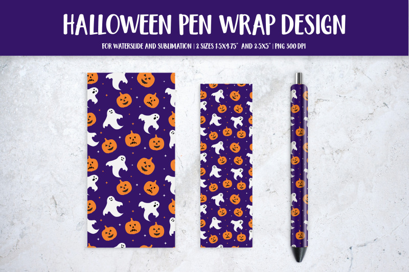 halloween-ghosts-and-pumpkins-pen-wrap-sublimation-design