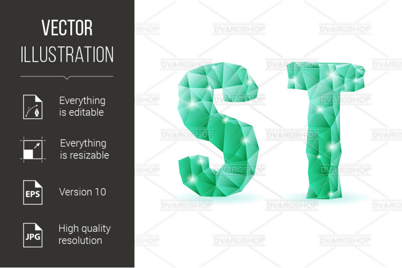 emerald-green-polygonal-font