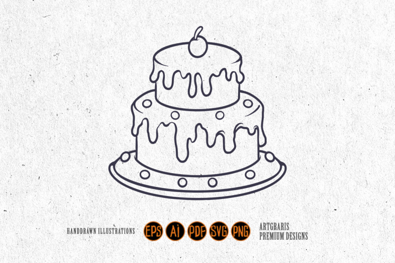 birthday-cherry-cake-silhouette-food-illustrations