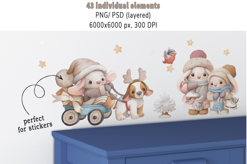 watercolor-christmas-baby-rabbit-set-patterns-print-poster