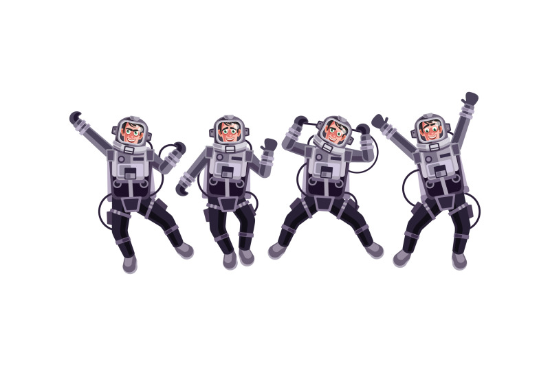 astronaut-character-set-graphics-vector-illustration