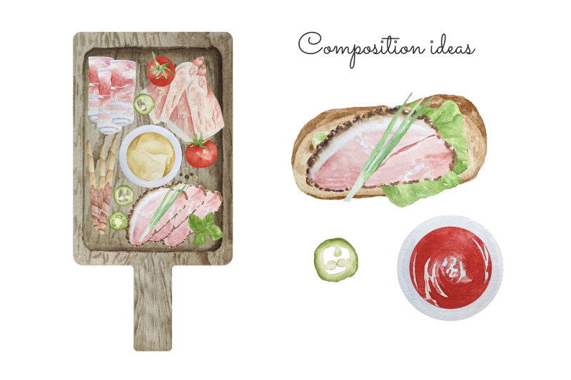 watercolor-charcuteri-clipart-sausage-and-meat-plate-clipart