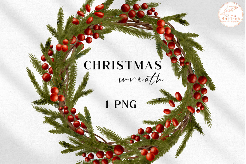 watercolor-christmas-wreath-clipart-fir-branches-winter-frame-png